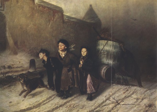 Перов Василий Григорьевич. Тройка. Ученики мастеровые везут воду