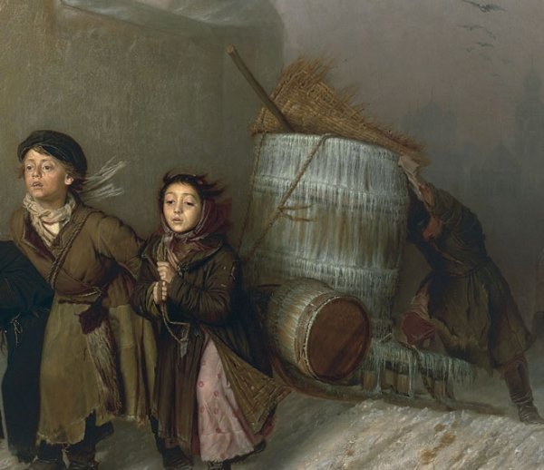 Василий Перов. Тройка. Ученики-мастеровые везут воду. 1866