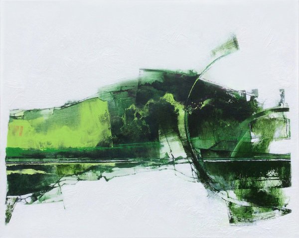 Абстрактная живопись зелено серая