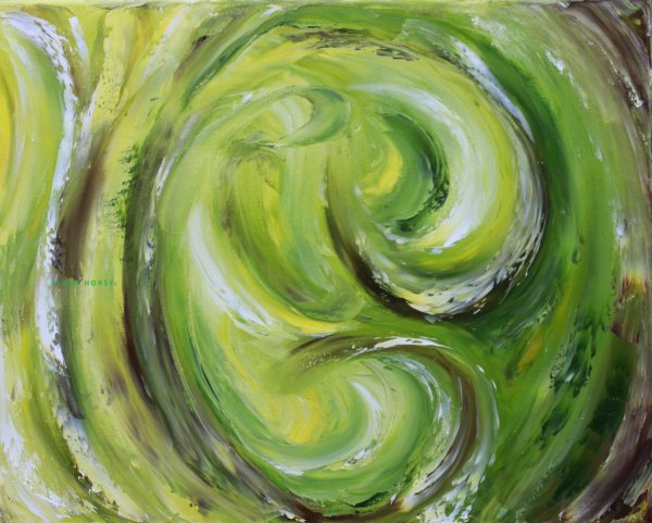 Абстракция в зеленых тонах маслом