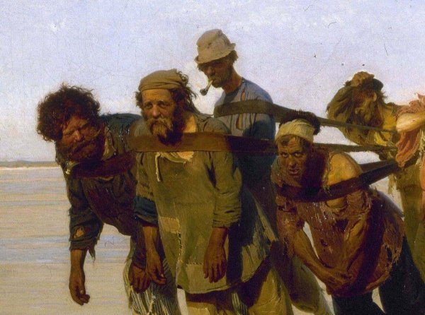 Репин бурлаки на Волге 1873