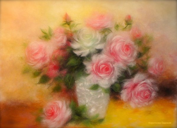 Шерстяная акварель розы мастер класс