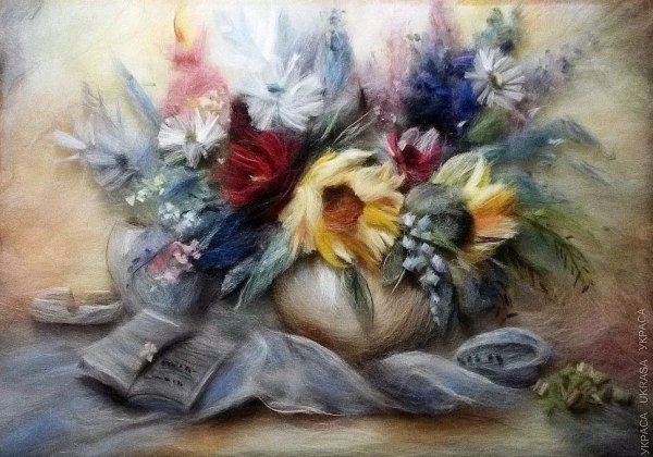 Шерстяная акварель цветы Анны Синьковой