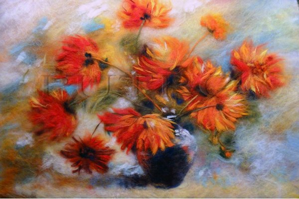 Шерстяная акварель цветы Анны Синьковой
