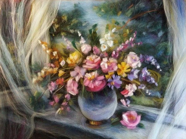 Оксана Шарафеева живопись шерстью