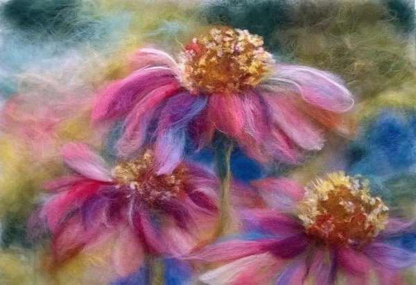 Шерстяная акварель цветы Анны Синьковой