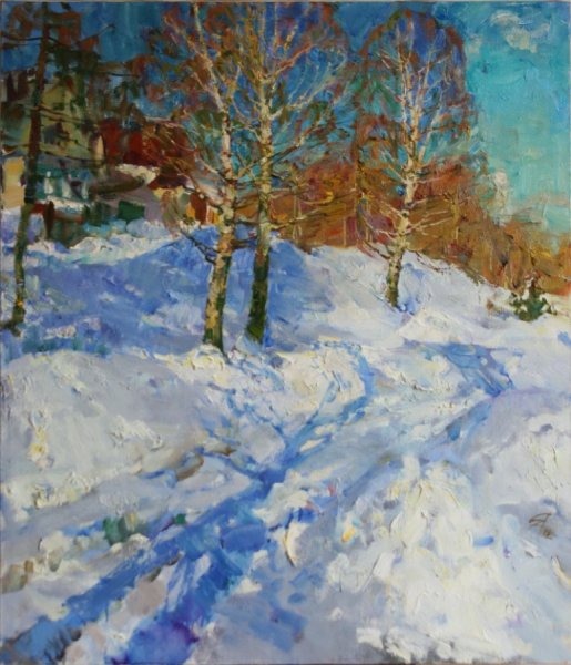 Теняев Олег художник березы в феврале