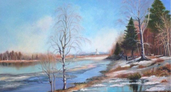 Весенний пейзаж для детей март