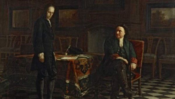 Петр i допрашивает царевича Алексея в Петергофе