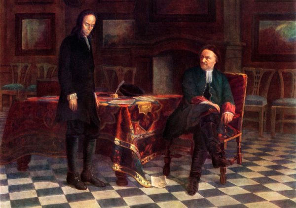 Николай ге "Петр i допрашивает царевича Алексея в Петергофе", 1871