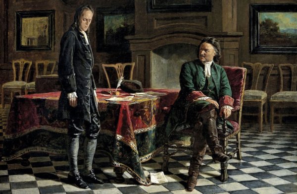 Пётр допрашивает царевича Алексея