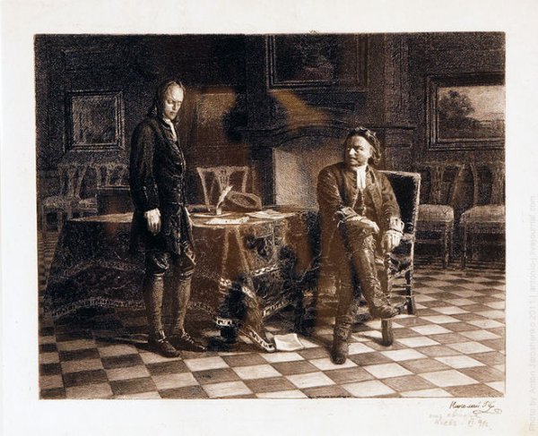 Петр i допрашивает царевича Алексея в Петергофе