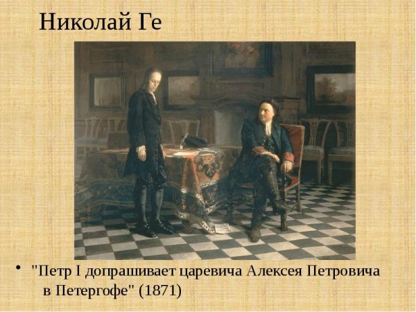 Ге пётр i допрашивает царевича Алексея Петровича в Петергофе