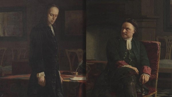 Н.Н. ге «Петр i допрашивает царевича Алексея в Петергофе» (1871).