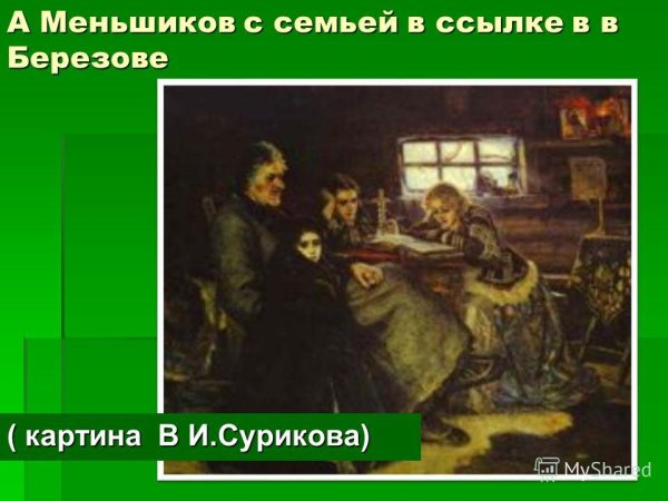 Сюжет картины Сурикова Меншиков в берёзове