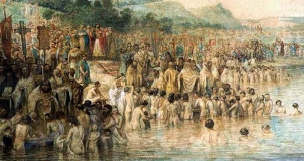 Картина крещение Руси Лебедев