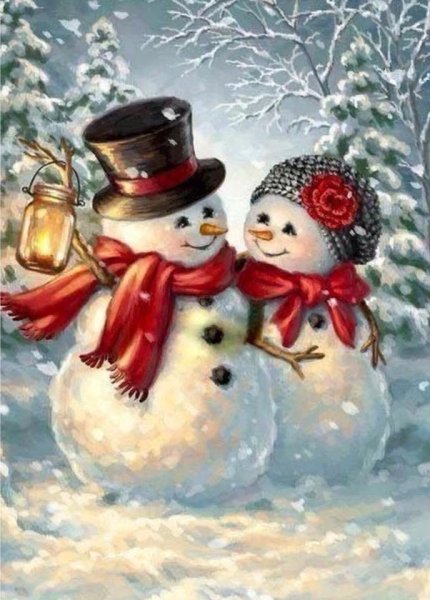 Фонарь два снеговика