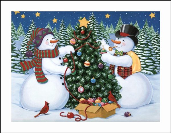 Новогодняя елка и Снеговик