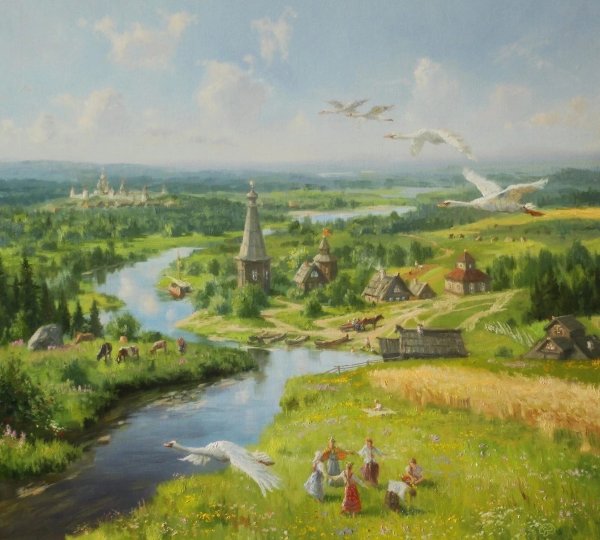 Картина русская деревня Владимир Жданов