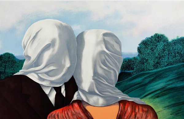 Картина влюбленные Рене Магритт