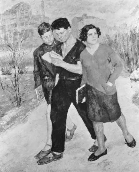 Б. Иогансон «Рабфак идет» (1928). Киевский музей русского искусства