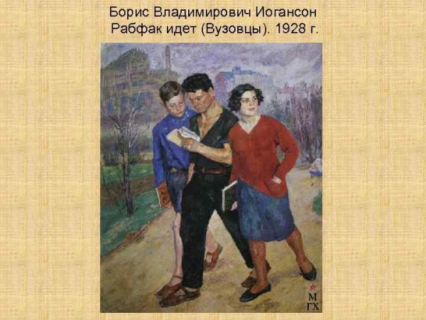 Б.Иогансон, «Рабфак идет», 1928,