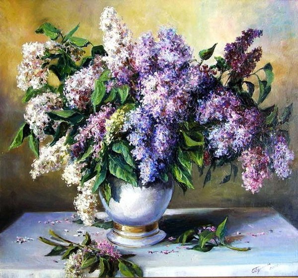 Сирень живопись Базанова Ольга