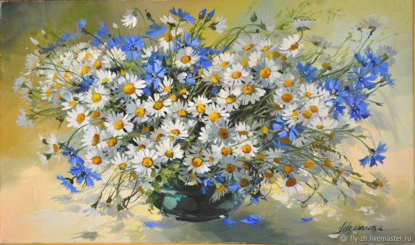 Букет ромашек живопись
