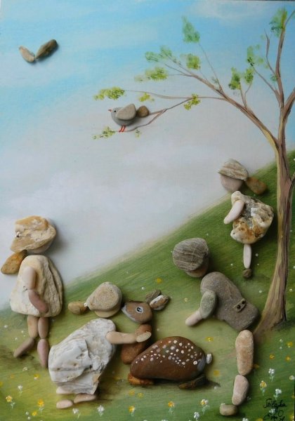 Панно из гальки