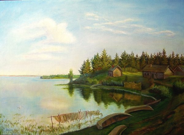 Картина Левитана озеро