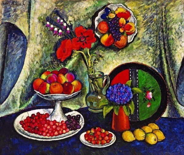 Машков Илья Иванович натюрморт с маками и васильками