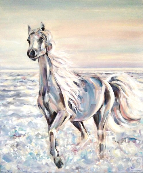 Лошадь белая Орловская масло холст