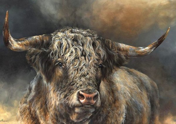 Бык в городе арт живопись