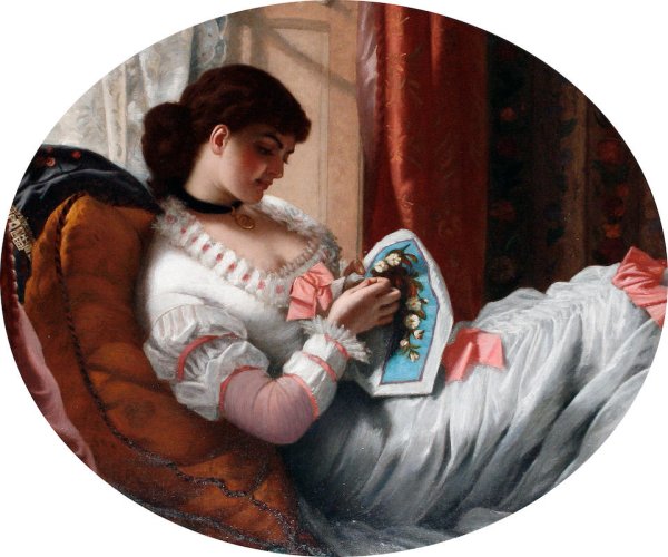 Дамы за вышивкой в средние века