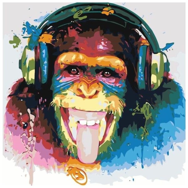 Картина обезьяна с наушниками