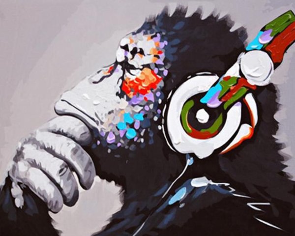 Обезьяна в наушниках