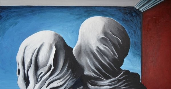 Картина влюбленные 2 Рене Магритта