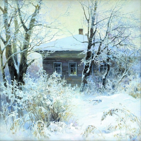 Картина снег выпал художник