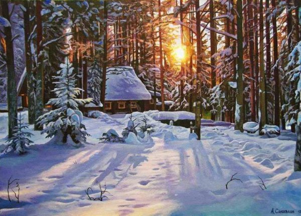 Избушка в зимнем лесу