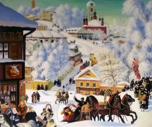 Борис Кустодиев картины Масленица