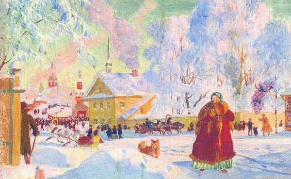 “Масленица” (масленичное катание). Б.В. Кустодиев. 1919.