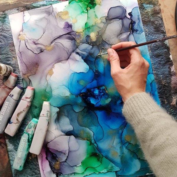 Рисование алкогольными чернилами