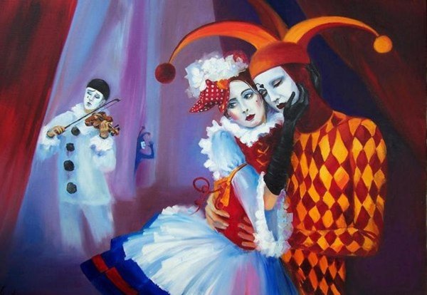 Комедия дель арте Арлекин и Коломбина