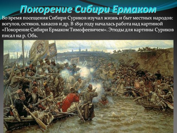 Василий Иванович Суриков покорение Сибири Ермаком Тимофеевичем