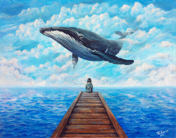 Рисунки китов в небе