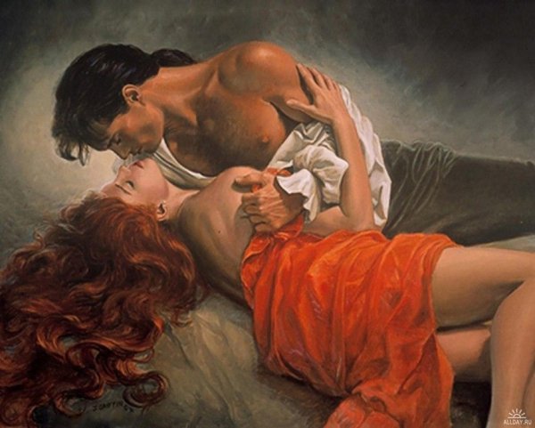 Картина мужчина и женщина в постели