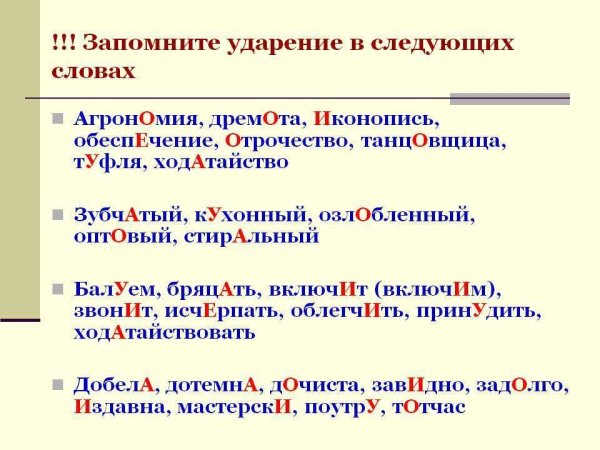 Ударения в словах