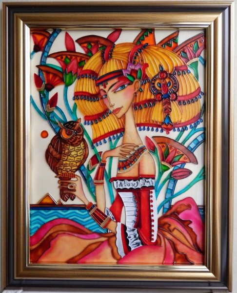 Витражная роспись цветы