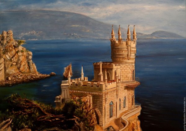 Алмазная мозайка "Ласточкино гнездо" 40х50см.