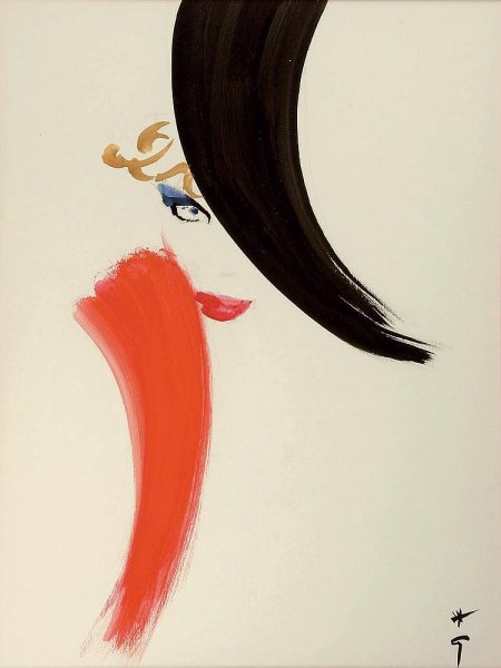 Рене Грюо женский портрет в три мазка